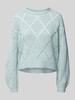 Only Comfort fit gebreide pullover met broderie anglaise, model 'GEENAS' Oceaanblauw