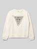 Guess Sweatshirt mit Label-Print und Rundhalsausschnitt Ecru