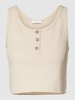 Jake*s Casual Crop Top mit kurzer Knopfleiste Sand