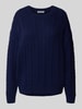 Review Gebreide pullover met kabelpatroon en ronde hals Marineblauw