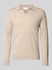 Profuomo Strickpullover mit Polokragen und V-Ausschnitt Beige