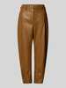 MM Spodnie z imitacji skóry o kroju tapered fit z ozdobnymi szwami Koniakowy