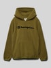 CHAMPION Hoodie mit Label-Stitching Oliv