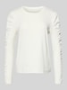 Marc Cain Longsleeve mit Puffärmeln und Rundhalsausschnitt Weiss