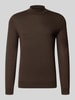 Christian Berg Men Regular Fit Turtleneck aus Woll-Mix Dunkelbraun Melange