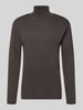 Christian Berg Men Regular Fit Longsleeve aus reiner Baumwolle mit Rollkragen Anthrazit