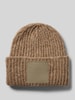 MaxMara Leisure Czapka beanie z naszywką z logo model ‘BASTIA’ Beżowy