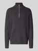 JAKE*S STUDIO MEN Gebreide pullover met opstaande kraag Antraciet