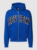 REVIEW Sweatjacke mit Label-Stitching Royalblau