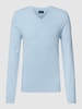 MCNEAL Strickpullover mit geripptem V-Ausschnitt Bleu meliert