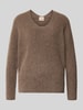 MOS MOSH Sweter z dzianiny z mieszanka wełny z dekolt w serek model 'THORA' Szarobrązowy
