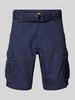 Petrol Bermuda met cargozakken en riem Marineblauw