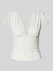Gina Tricot Top mit V-Ausschnitt und Schnürung Offwhite