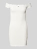 Tommy Jeans Slim Fit Bodycon-Minikleid mit Carmen-Ausschnitt Weiss