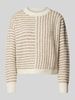 Vero Moda Regular Fit Strickpullover mit Streifenmuster Modell 'URANUS' Beige