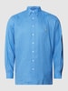 Polo Ralph Lauren Big & Tall PLUS SIZE linnen overhemd met logostitching Lichtblauw