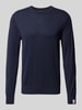 Scotch & Soda Sweter z dzianiny z detalem z logo Ciemnoniebieski