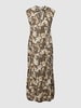 Marc O'Polo Blousejurk met all-over motief Middenbruin