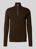 SELECTED HOMME Regular Fit Troyer aus reiner Baumwolle Modell 'DANE' Schoko