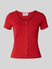 Jake*s Studio Woman t-shirt o kroju slim fit z pełną listwą guzikową Jasnoczerwony