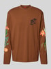 HUGO Sweatshirt mit gerippten Abschlüssen Modell 'Diflowerlo' Mittelbraun