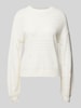 Vila Gebreide pullover met broderie anglaise, model 'RIL' Offwhite