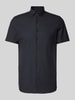 OLYMP Level Five Body fit zakelijk overhemd met 1/2-mouwen, model 'NEW YORK' Zwart