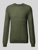 OLYMP Level Five Slim Fit Strickpullover mit Strukturmuster Oliv