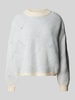 Pieces Loose Fit Strickpullover mit abstraktem Strickmuster Modell 'JENNA' Hellblau