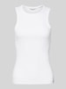 Tom Tailor Denim Slim Fit Tank Top aus Baumwoll-Mix in Ripp-Optik Weiss