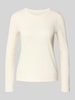 Marc Cain Shirt met lange mouwen en geribde ronde hals Ecru