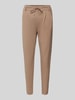 Only Slim fit bandplooibroek met tunnelkoord, model 'POPTRASH LIFE EASY' Taupe