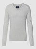 MCNEAL Strickpullover mit geripptem V-Ausschnitt Hellgrau meliert