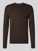 Christian Berg Men Regular Fit Longsleeve aus Merino-Mix Dunkelbraun Melange