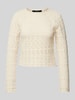 Vero Moda Regular Fit Strickpullover aus Ajour-Strick Modell 'NEW FABIENNE' Offwhite