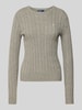 Polo Ralph Lauren Strickpullover mit Zopfmuster Modell 'JULIANNA' Hellgrau