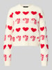 Vero Moda Regular Fit Weihnachtspullover mit Rundhalsausschnitt Modell 'CANDYHEARTS' Offwhite