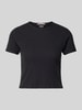 Scotch & Soda Cropped T-shirt met geribde ronde hals Zwart
