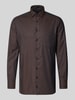 OLYMP Modern fit zakelijk overhemd met kentkraag, model 'NEW KENT' Middenbruin