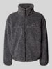 REVIEW Fleecejacke mit Stehkragen und Label-Detail Dunkelgrau Melange