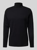 HECHTER PARIS Rollkragenpullover mit Label-Print Metallic Black