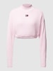 Tommy Jeans Cropped Strickpullover mit Label-Patch Rosa