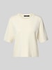 VERO MODA Pudełkowy krój, dzianinowy T-shirt z mieszanka wiskozy model 'VMSILJE' Beżowy