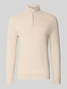 Profuomo Jacke aus Baumwoll-Mix in Strick-Optik Mittelbraun