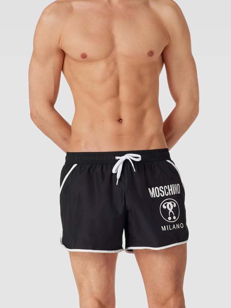 Moschino Swim Underwear Badehose mit Label Print black online kaufen