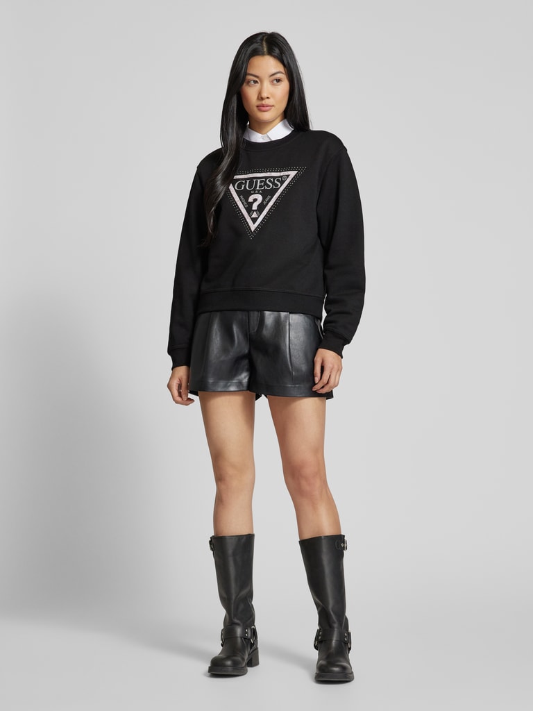 Guess Sweatshirt mit Label-Stitching Modell 'PYTHON' (black
