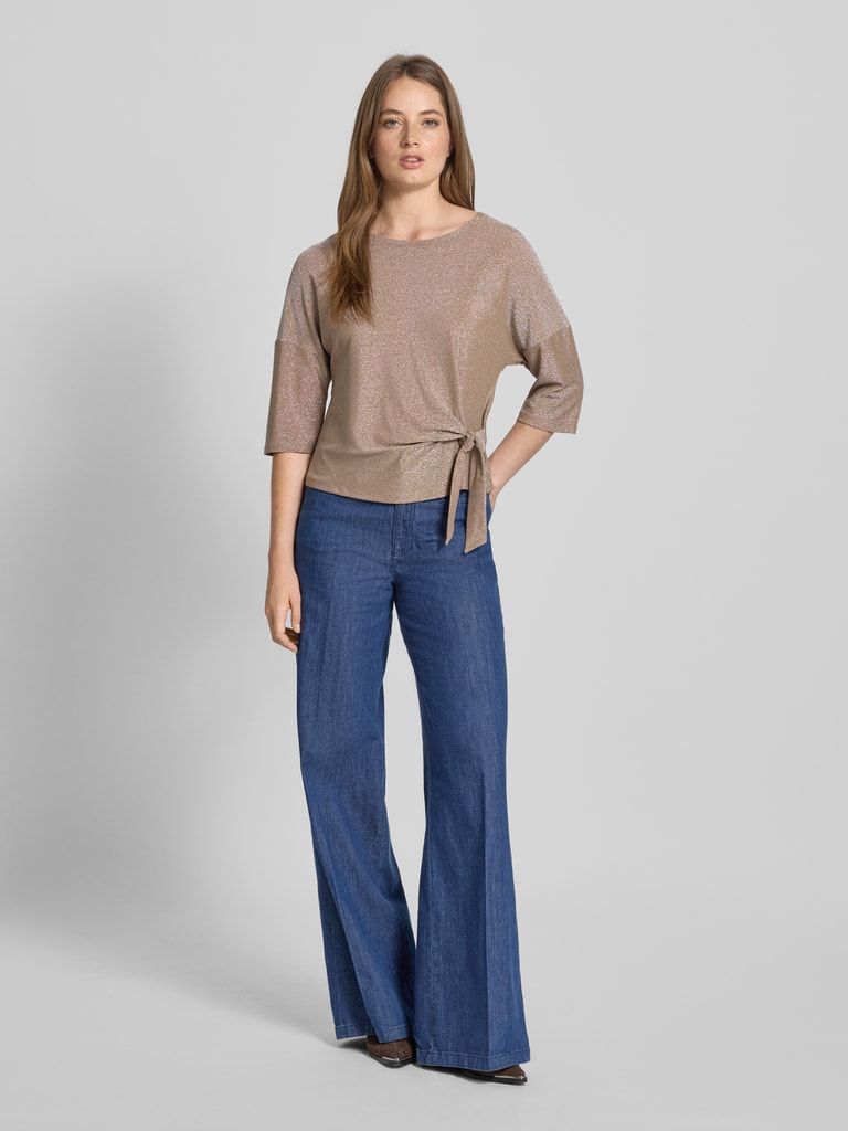 Oui Camel Gingham Pattern Shirt 75827 707