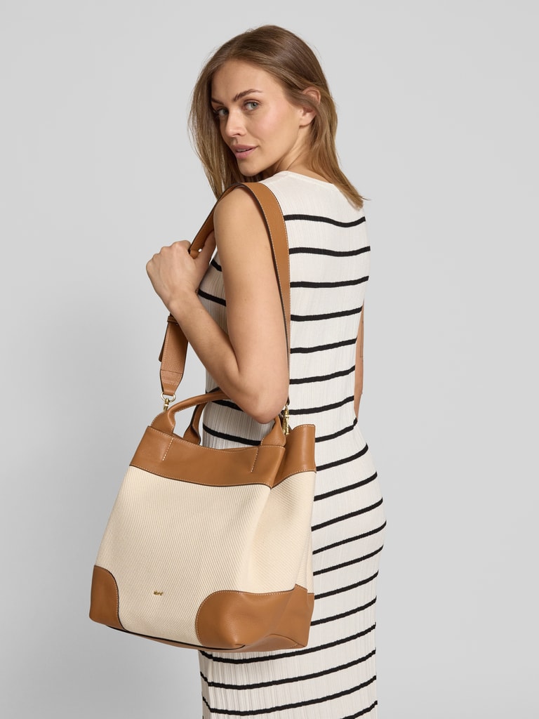 Abro Leder Shopper Camel - Elegante Schultertasche Mit Weicher Felloptik