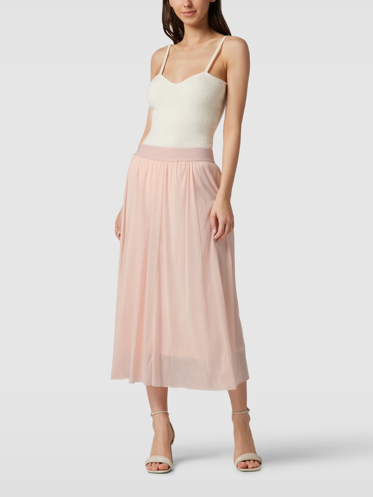 Dames Elegante Verdikte Suède Midirok Elastische Taille A-lijn Flare Splitsing Lange Rok(L, Wit