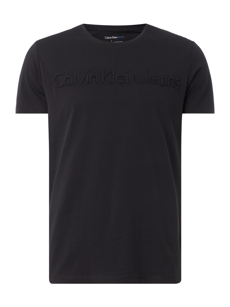 Calvin Klein Jeans T-Shirt mit strukturiertem Logo (schwarz) online kaufen